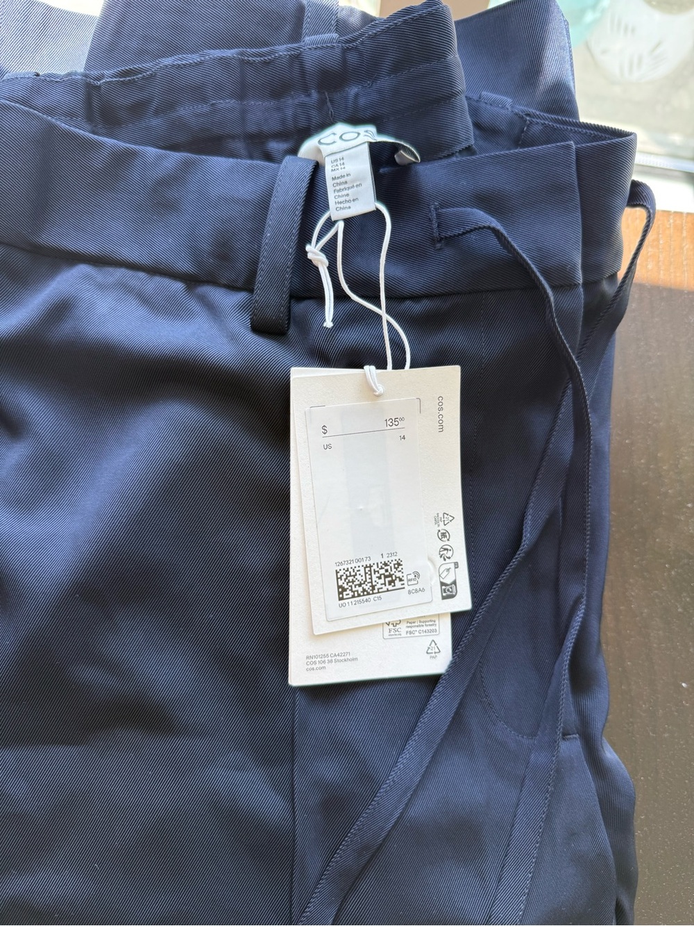 COS Navy Drawstring Trousers - Picture 4 of 4